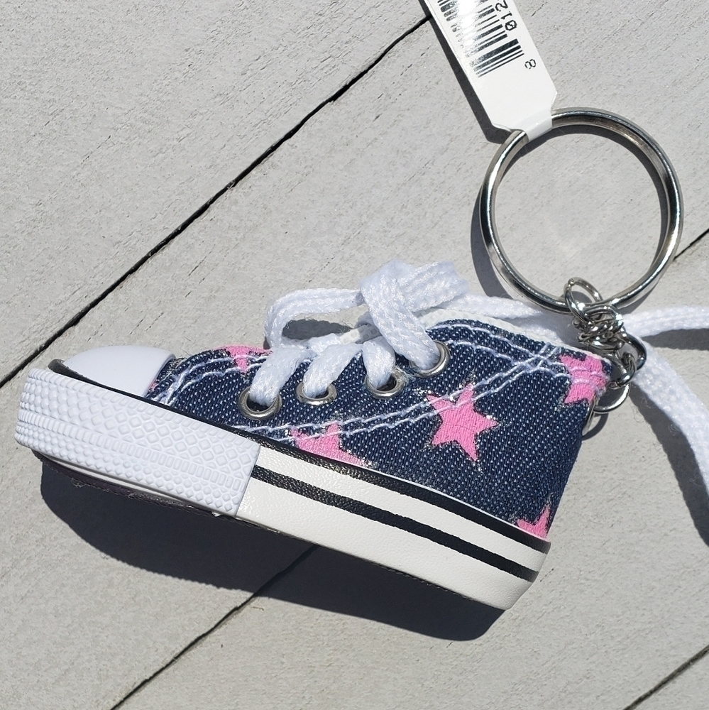 𝅺VINTAGE Blue Jean Canvas Mini Sneaker Shoe Keychain